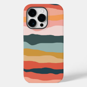 Abstract Colourful Earthy Coral Stripe Pattern Case-Mate iPhone 14 Pro Case