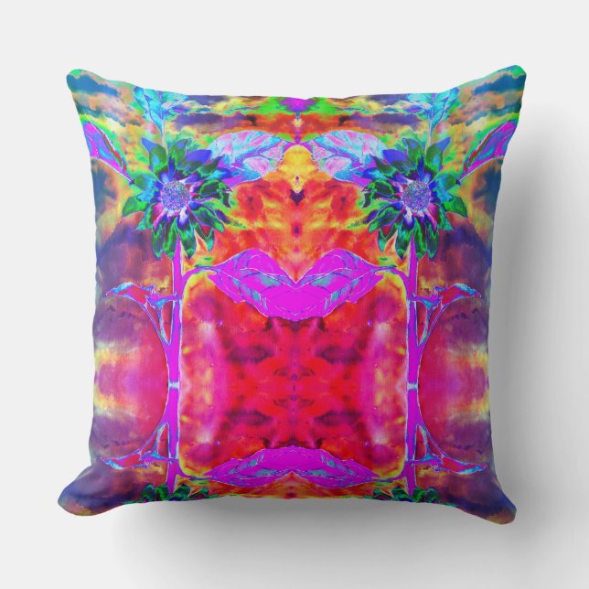  Abstract colourful  elegant retro sunflower  Throw Pillow (Front)