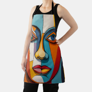 Abstract Colourful Face Art Apron