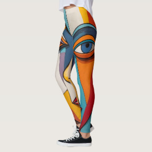 Abstract Colourful Face Art Leggings