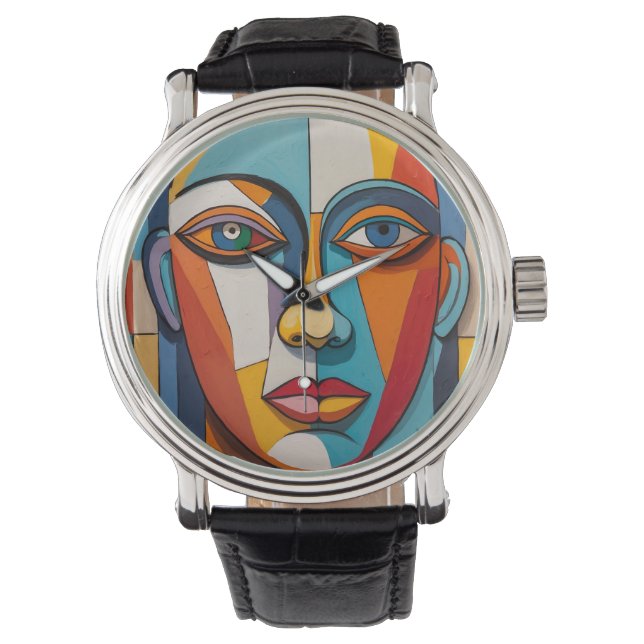 Abstract Colourful Face Art Watch (Front)