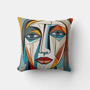 Abstract Colourful Face Throw Pillow