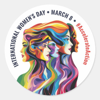 Abstract Colourful Faces Women's Day | IWD Classic Round Sticker
