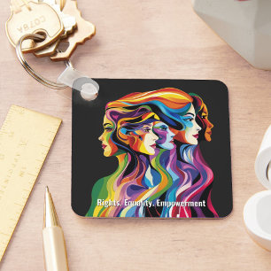 Abstract Colourful Faces Women's Day   IWD Keychain