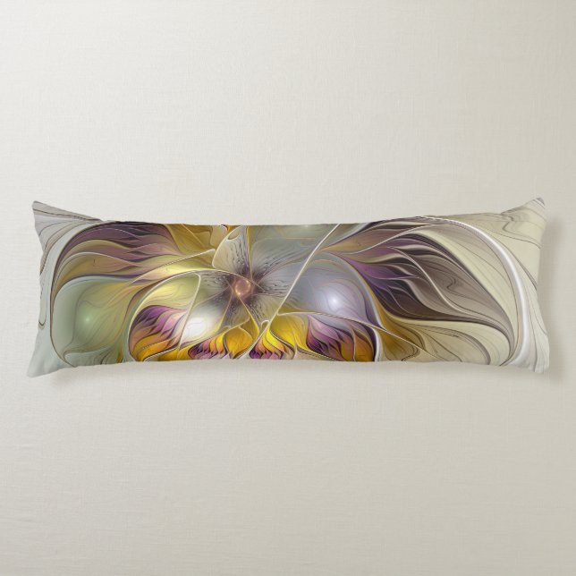 Abstract Colourful Fantasy Flower Fractal Art Body Pillow (Front)
