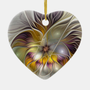 Abstract Colourful Fantasy Flower Fractal Art Ceramic Ornament