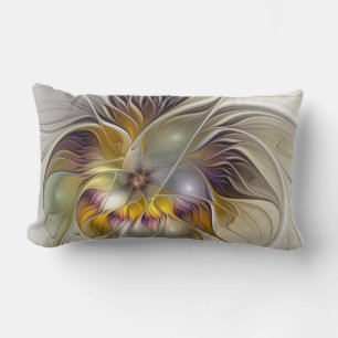 Abstract Colourful Fantasy Flower Fractal Art Lumbar Pillow