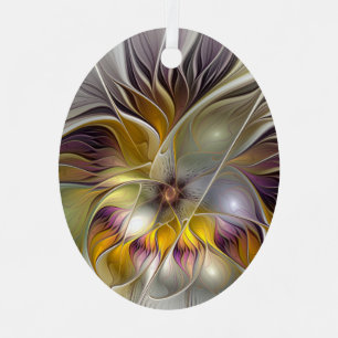 Abstract Colourful Fantasy Flower Fractal Art Metal Ornament