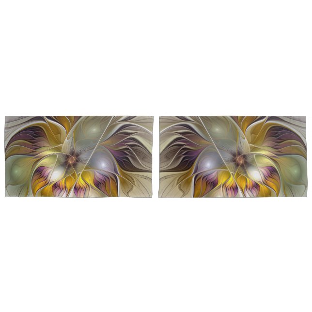Abstract Colourful Fantasy Flower Fractal Art Pillowcase (Front-Set)