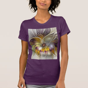 Abstract Colourful Fantasy Flower Fractal Art T-Shirt