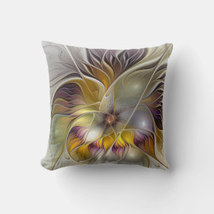 Abstract Colourful Fantasy Flower Fractal Art Throw Pillow