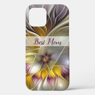 Abstract Colourful Fantasy Flower Fractal Best Mom iPhone 12 Case