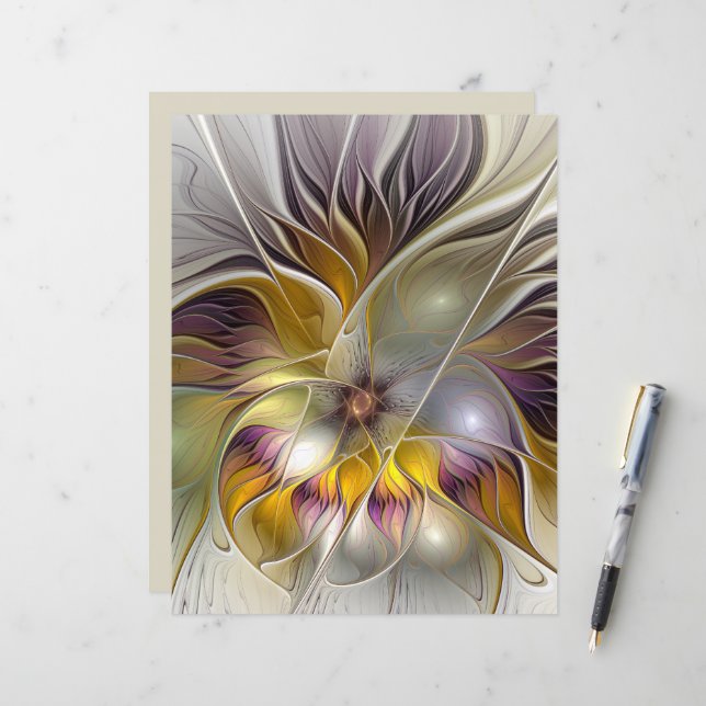 Abstract Colourful Fantasy Flower Modern Fractal (Front/Back In Situ)