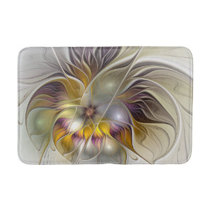 Abstract Colourful Fantasy Flower Modern Fractal Bath Mat