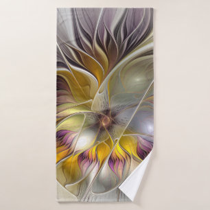 Abstract Colourful Fantasy Flower Modern Fractal Bath Towel