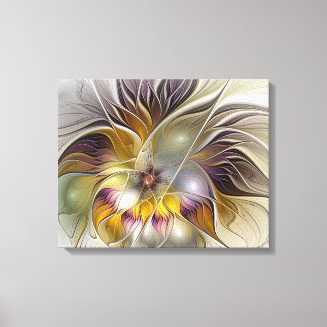 Abstract Colourful Fantasy Flower Modern Fractal Canvas Print (Front)