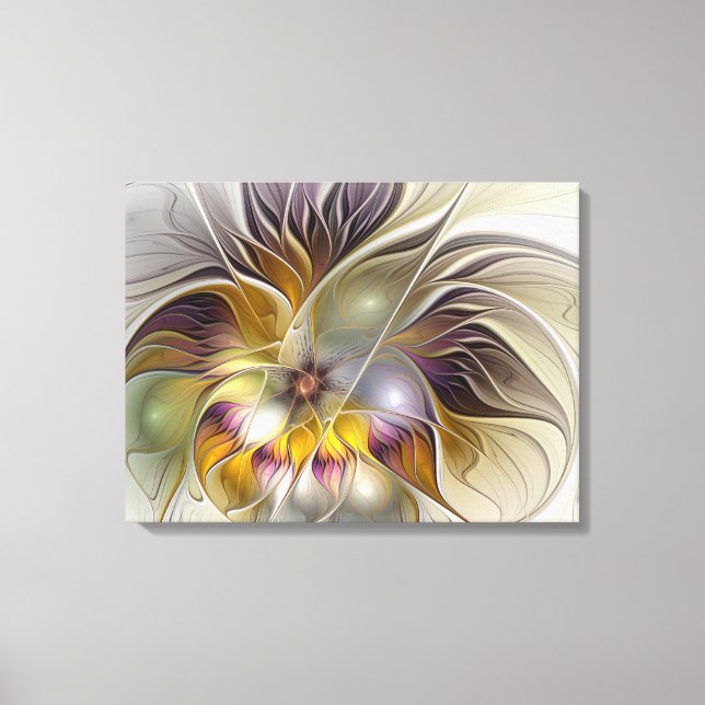 Abstract Colourful Fantasy Flower Modern Fractal Canvas Print (Front)