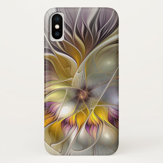 Abstract Colourful Fantasy Flower Modern Fractal Case-Mate iPhone Case (Back)