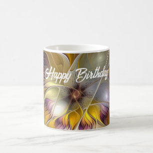Abstract Colourful Fantasy Flower Modern Fractal Coffee Mug