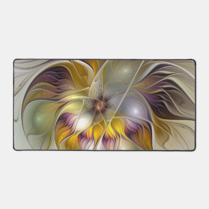 Abstract Colourful Fantasy Flower Modern Fractal Desk Mat