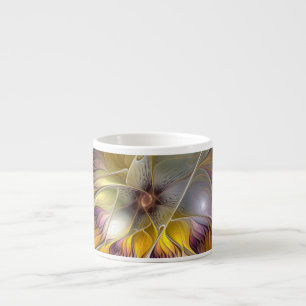 Abstract Colourful Fantasy Flower Modern Fractal Espresso Cup