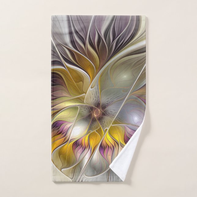 Abstract Colourful Fantasy Flower Modern Fractal Hand Towel (Hand Towel)