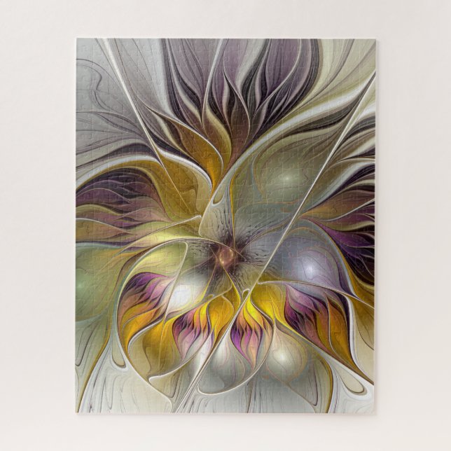 Abstract Colourful Fantasy Flower Modern Fractal Jigsaw Puzzle (Vertical)