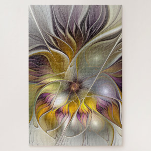 Abstract Colourful Fantasy Flower Modern Fractal Jigsaw Puzzle