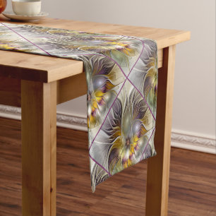 Abstract Colourful Fantasy Flower Modern Fractal Long Table Runner