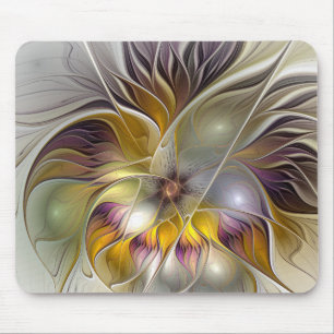 Abstract Colourful Fantasy Flower Modern Fractal Mouse Pad