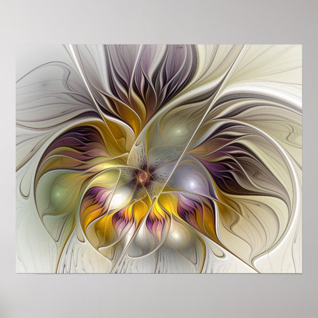 Abstract Colourful Fantasy Flower Modern Fractal Poster (Front)
