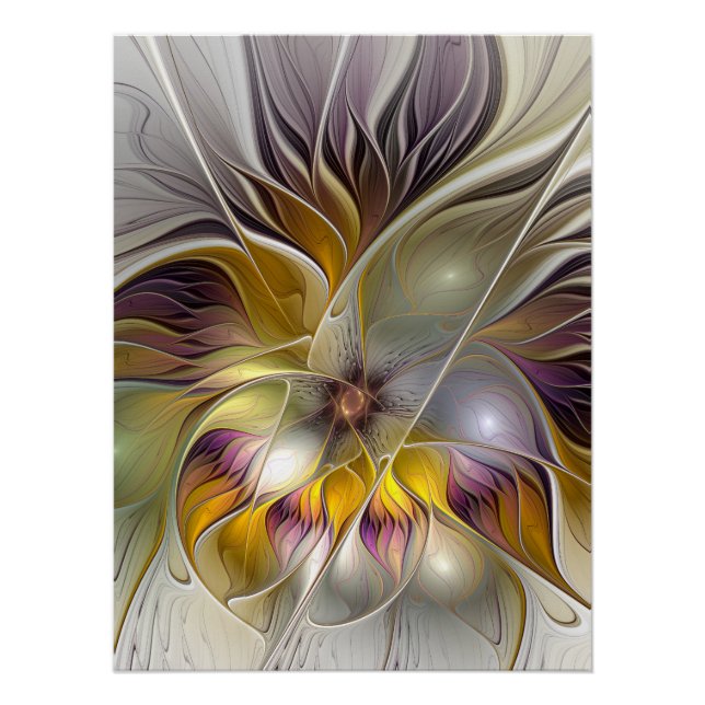 Abstract Colourful Fantasy Flower Modern Fractal Poster (Front)