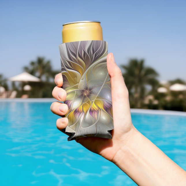Abstract Colourful Fantasy Flower Modern Fractal Seltzer Can Cooler (In Situ Pool)