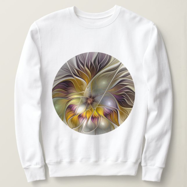 Abstract Colourful Fantasy Flower Modern Fractal Sweatshirt (Design Front)