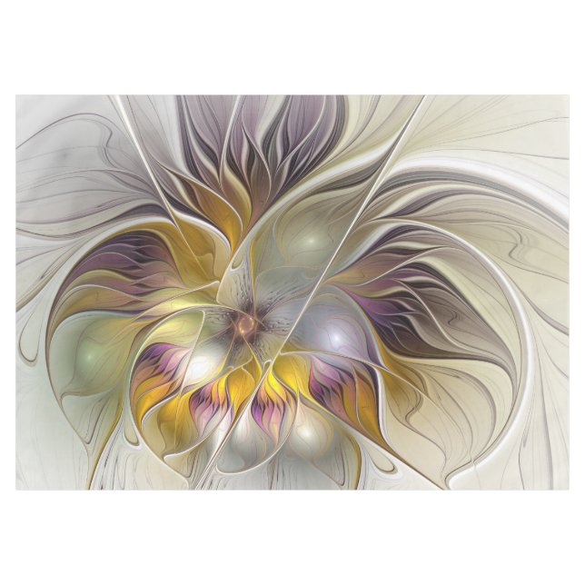 Abstract Colourful Fantasy Flower Modern Fractal Tablecloth (Front (Horizontal))