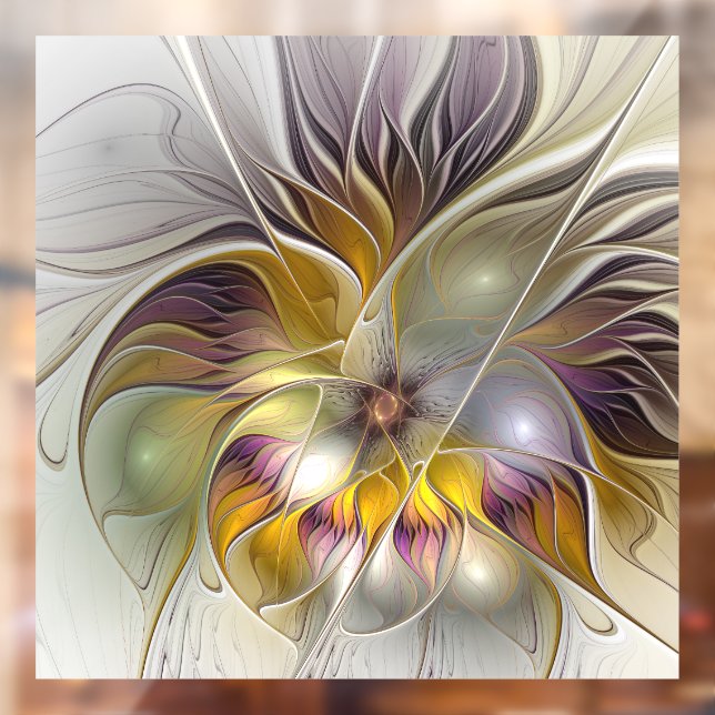 Abstract Colourful Fantasy Flower Modern Fractal Window Cling (Sheet 2)