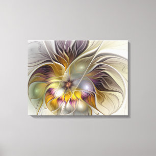 Abstract Colourful Fantasy Flower Modern Triptych Canvas Print