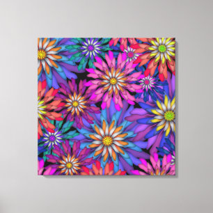 Abstract Colourful Fantasy Flowers Canvas Print