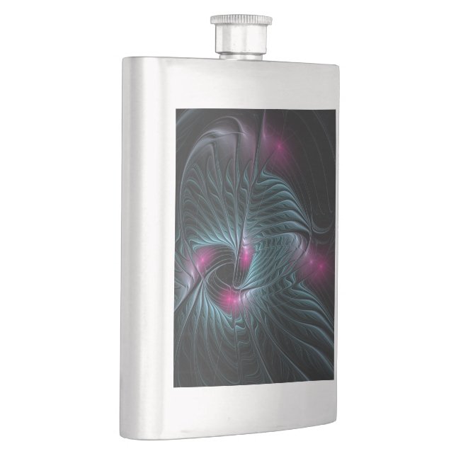 Abstract Colourful Fantasy Fractal Hip Flask (Right)