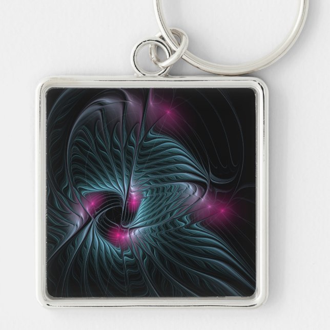 Abstract Colourful Fantasy Fractal  Keychain (Front)