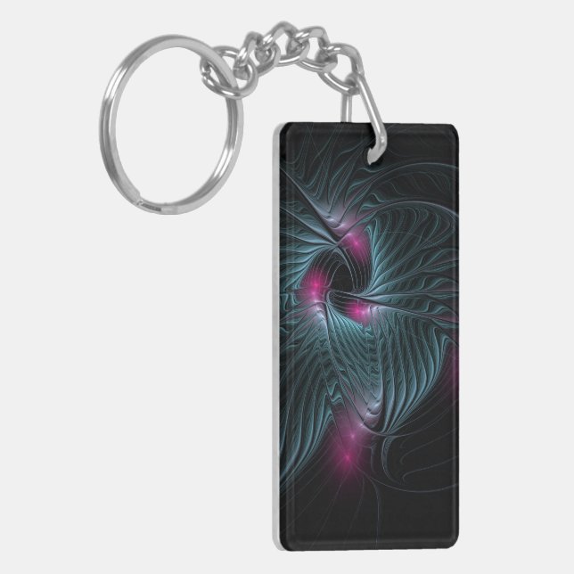 Abstract Colourful Fantasy Fractal Keychain (Front Left)
