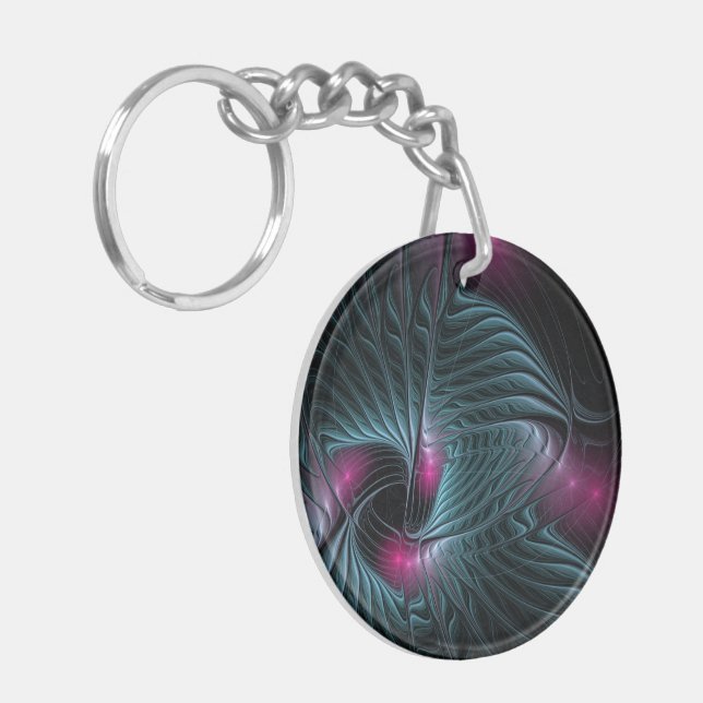Abstract Colourful Fantasy Fractal Keychain (Front Left)