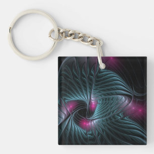 Abstract Colourful Fantasy Fractal Keychain