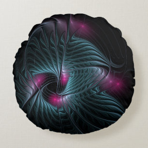Abstract Colourful Fantasy Fractal Round Pillow