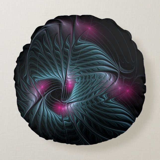 Abstract Colourful Fantasy Fractal Round Pillow (Front)