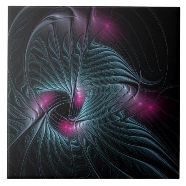 Abstract Colourful Fantasy Fractal  Tile (Front)