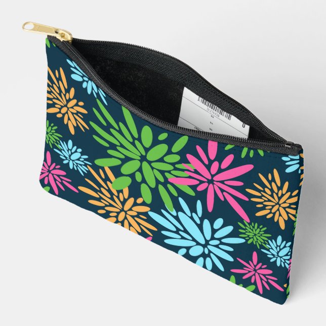 Abstract Colourful Fireworks Flowers Accessory Pouch (Open)