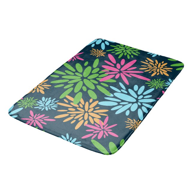 Abstract Colourful Fireworks Flowers Bath Mat (Angled)