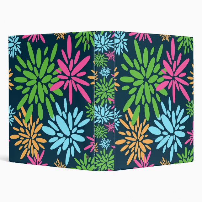 Abstract Colourful Fireworks Flowers Binder (Background)