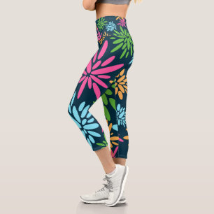 Abstract Colourful Fireworks Flowers Capris